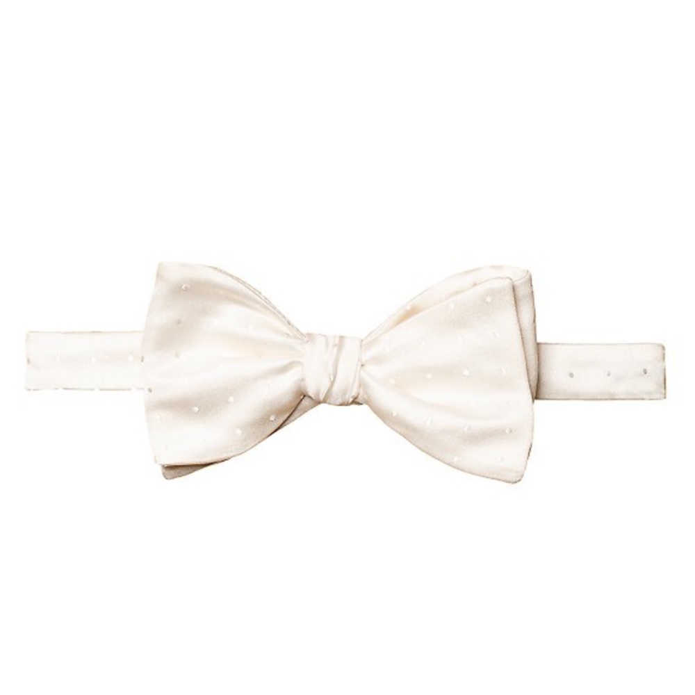 ETON SILK PIN DOT BOW TIE WHITE SELF TIE OS NWOT